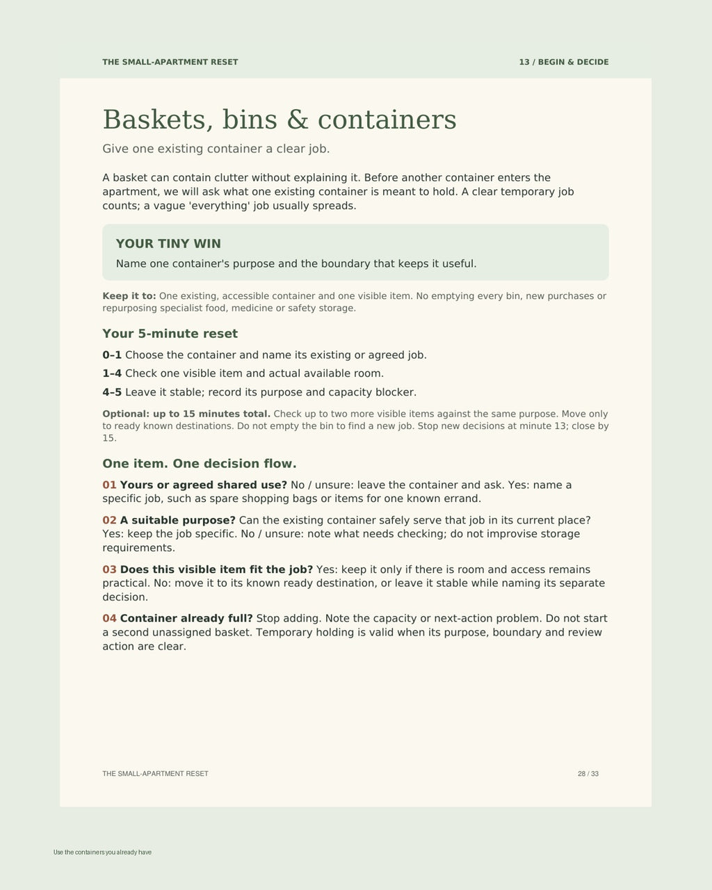 Session 13 Baskets, Bins and Containers workbook preview