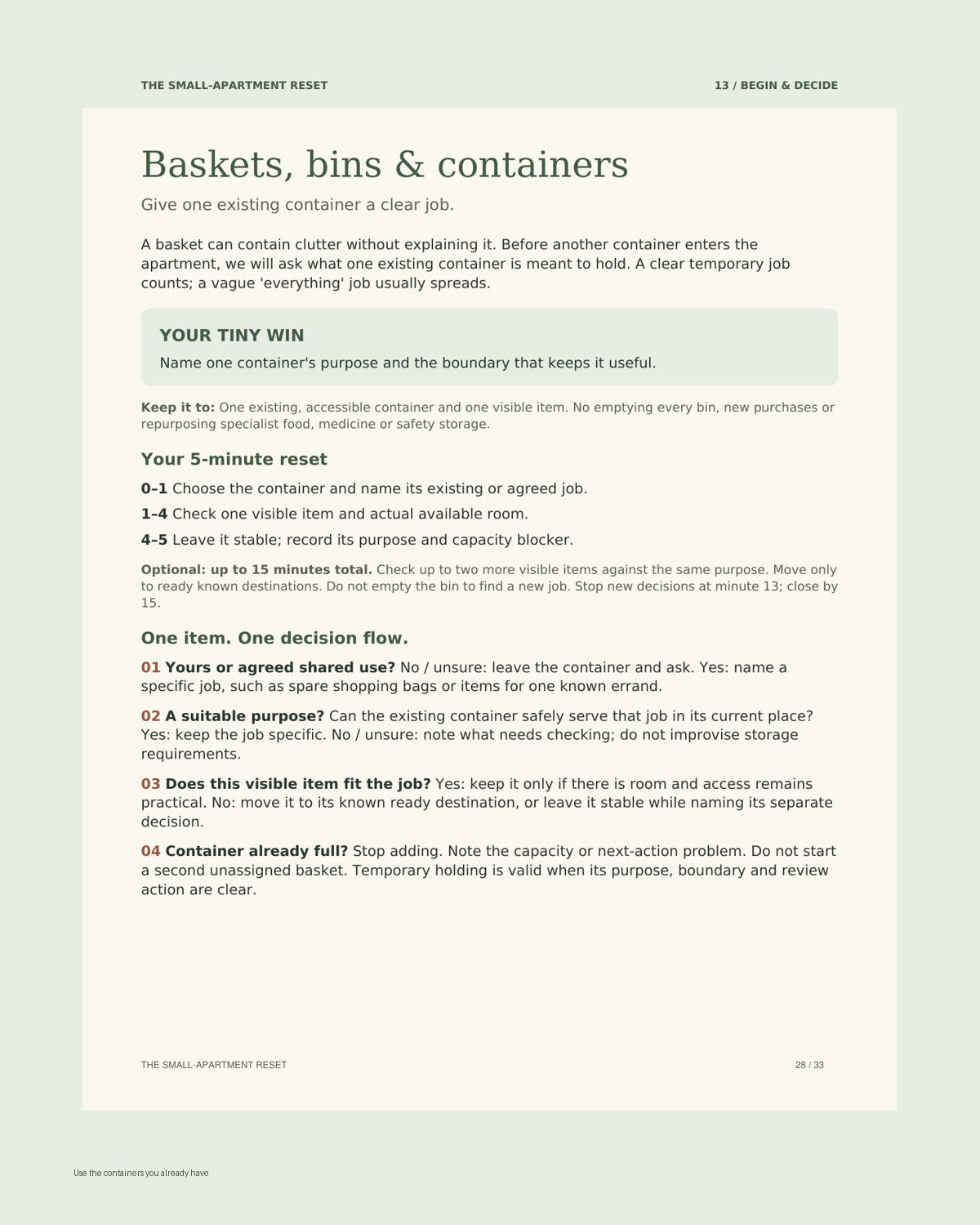 Session 13 Baskets, Bins and Containers workbook preview